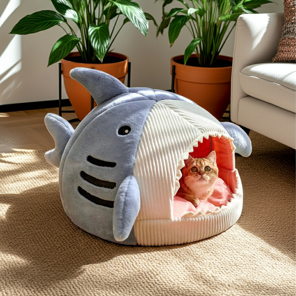 Luxury Plush Shark Pet Bed